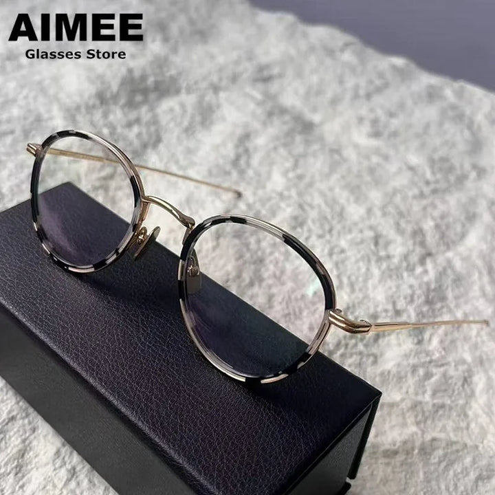Aimee Unisex Full Rim Oval Round Titanium Acetate Eyeglasses 541905