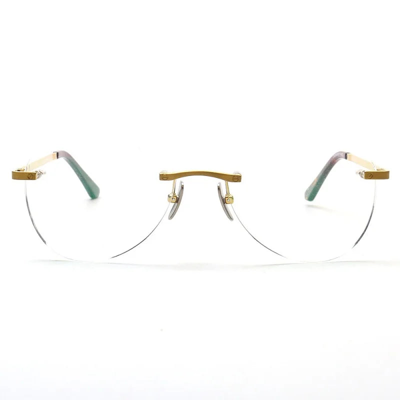 KatKani Unisex Rimless Round Titanium Eyeglasses 02540 Rimless KatKani Eyeglasses   