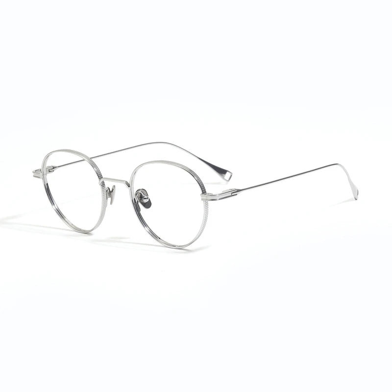 Black Mask Unisex Full Rim Round Titanium Eyeglasses 89012