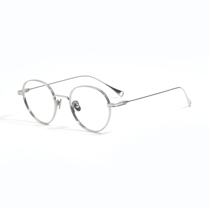 Black Mask Unisex Full Rim Round Titanium Eyeglasses 89012