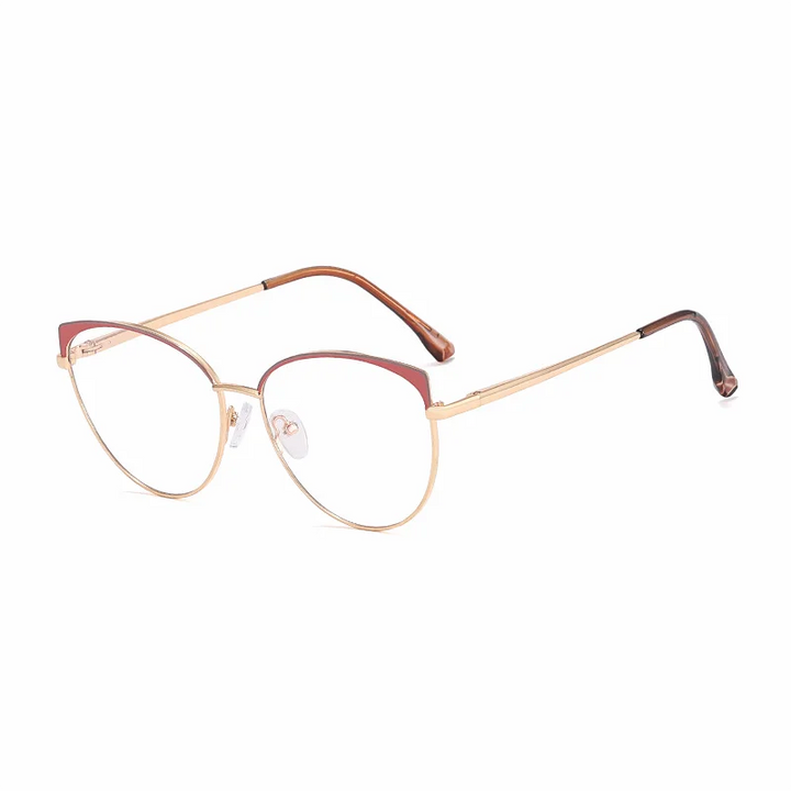 Ralferty Women's Full Rim Oval Cat Eye Alloy Eyeglasses R82006 Full Rim Ralferty C3 Orange Pink CHINA 