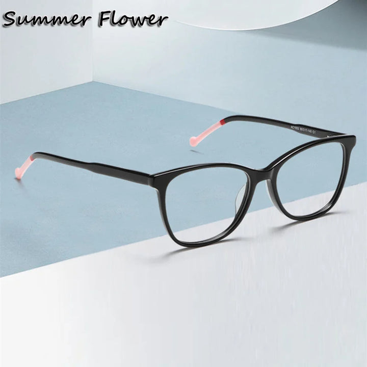 Summer Flower Women's Full Rim Square Cat Eye Acetate Eyeglasses 81002