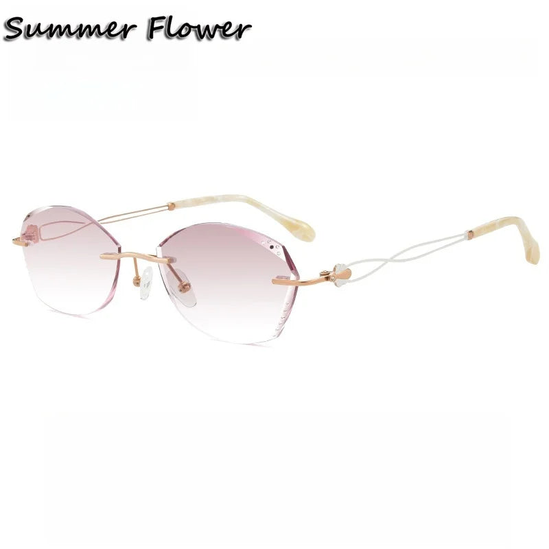 Summer Flower Women's Rimless Oval Square Titanium Eyeglasses 699038