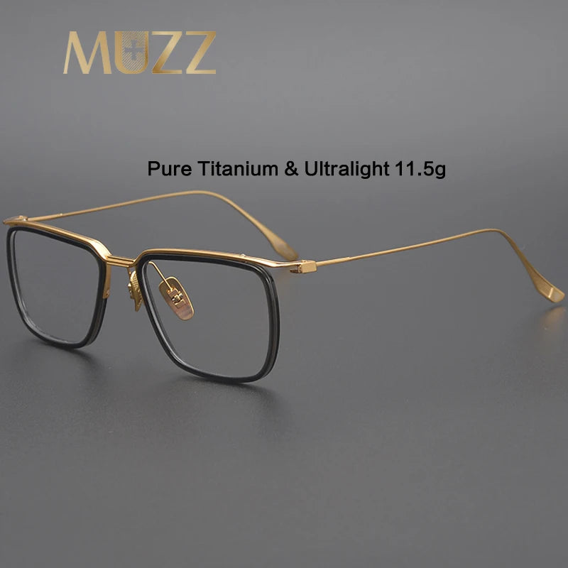 Muzz Unisex Full Rim Square Brow Line Acetate Titanium Eyeglasses 106 Full Rim Muzz   