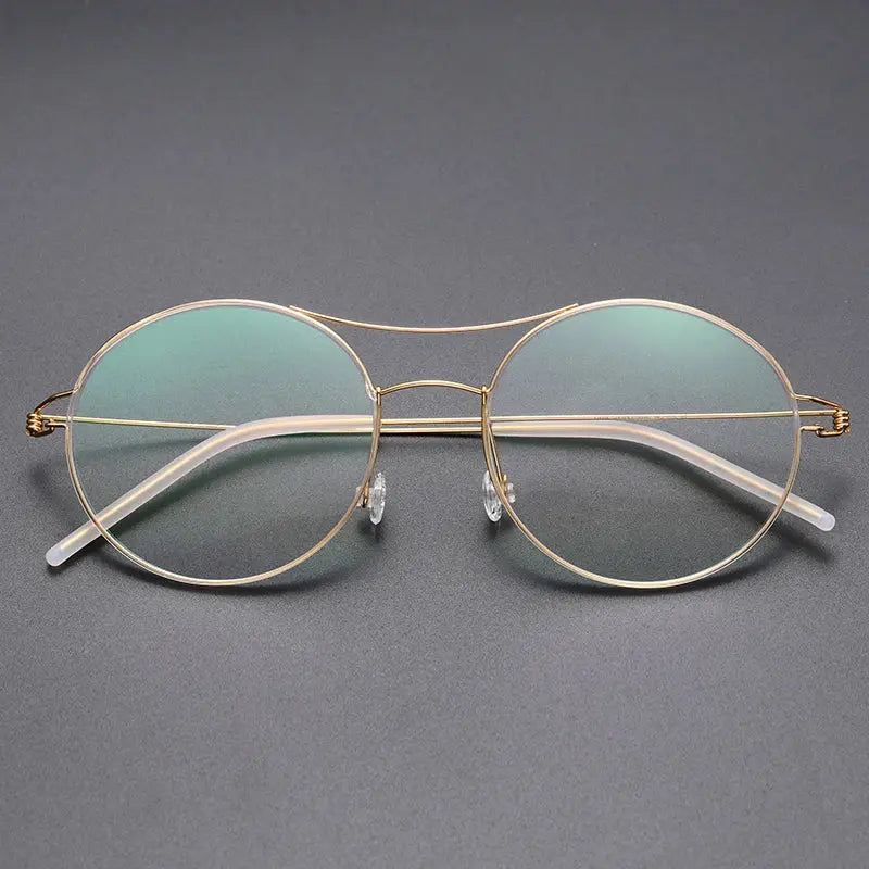Bobbie 820241 Unisex Double Bridge Full Rim Round Titanium Frames FuzWeb