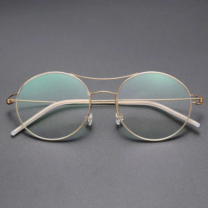 Bobbie 820241 Unisex Double Bridge Full Rim Round Titanium Frames FuzWeb