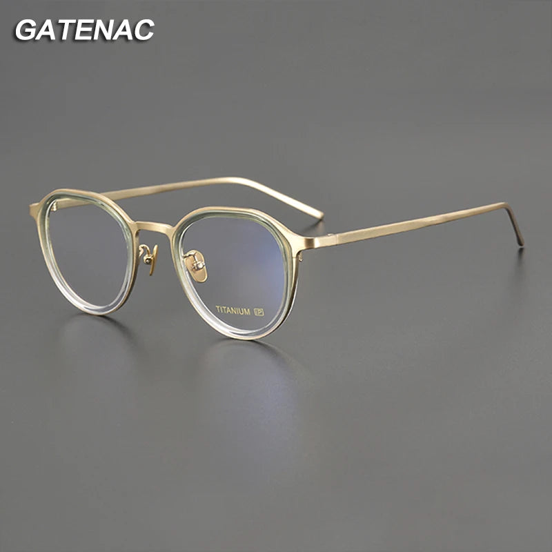 Gatenac Unisex Full Rim Square Acetate Titanium Eyeglasses Gxyj1202 Full Rim Gatenac   