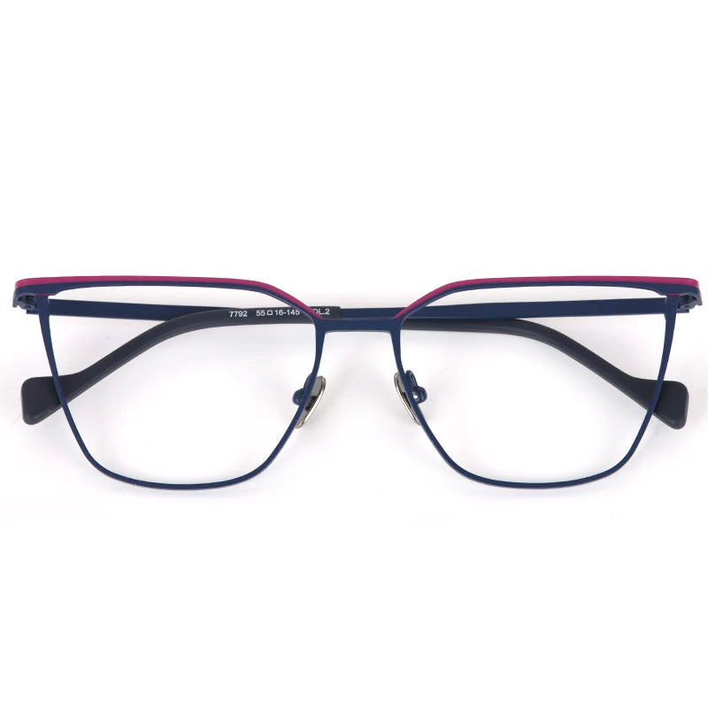 Muzz Women's Full Rim Brow Line Cat Eye Titanium Eyeglasses 87792