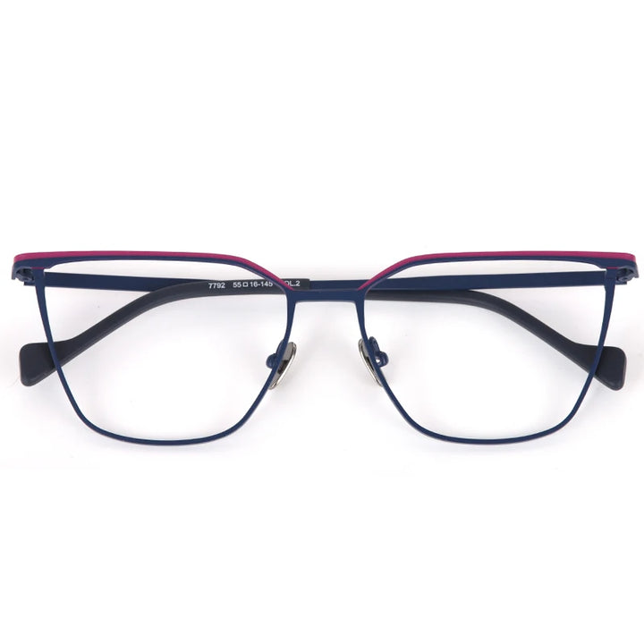 Muzz Women's Full Rim Brow Line Cat Eye Titanium Eyeglasses 87792