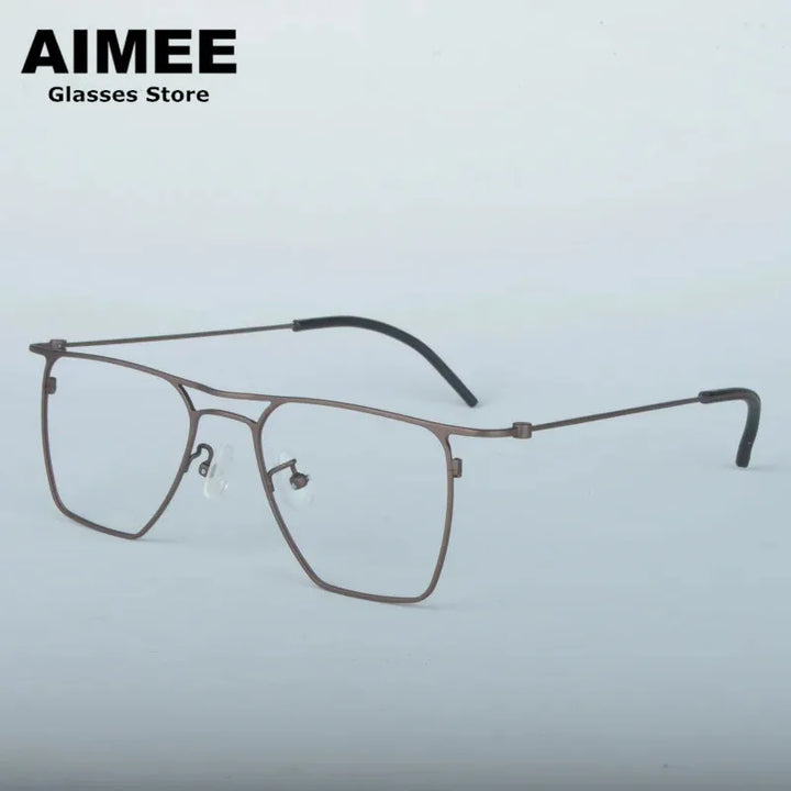 Aimee Unisex Full Rim Square Double Bridge Titanium Eyeglasses 11518 Full Rim Aimee   