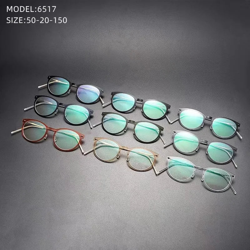 Bobbie Unisex Full Rim Round Titanium Eyeglasses 6517