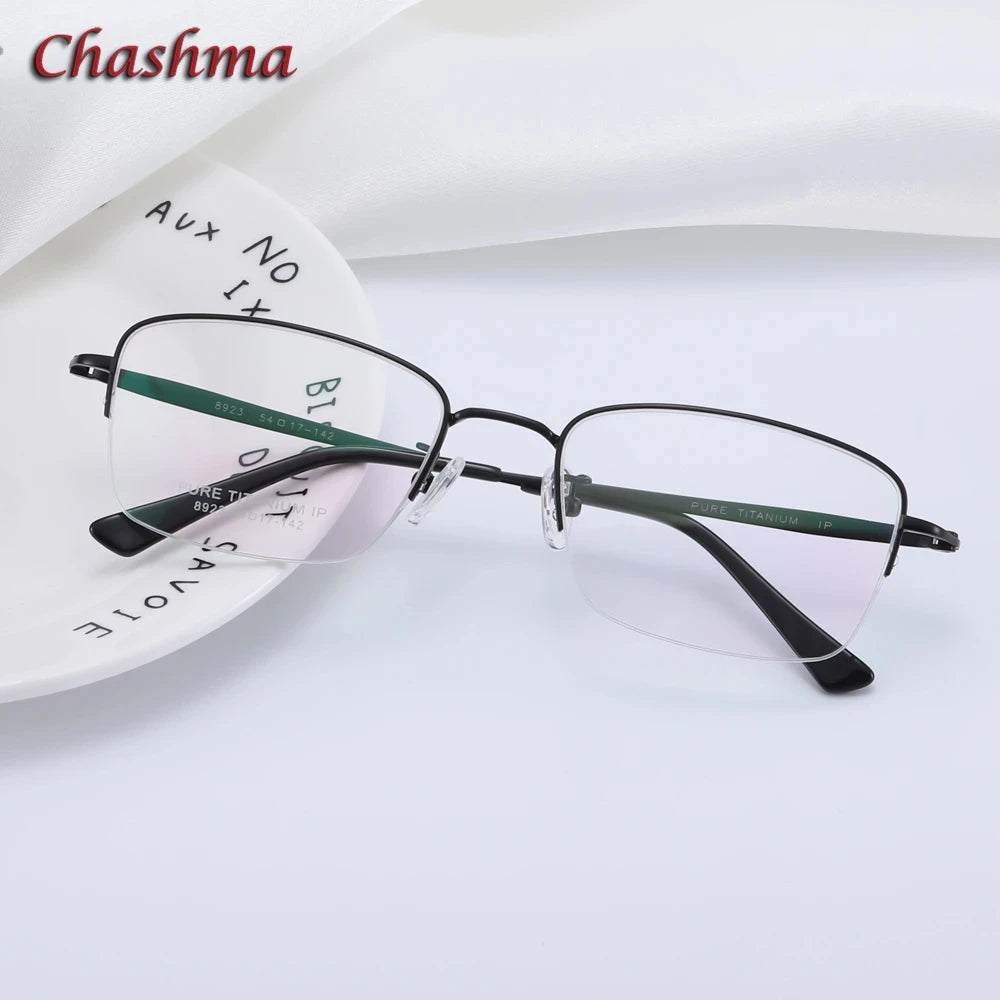 Chashma Ochki Men's Semi Rim Square Titanium Eyeglasses 89234