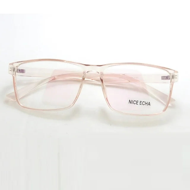 Cubojue Unisex Full Rim Big Square Tr 90 Titanium Reading Glasses 52257 Reading Glasses Cubojue Pink anti blue light 150