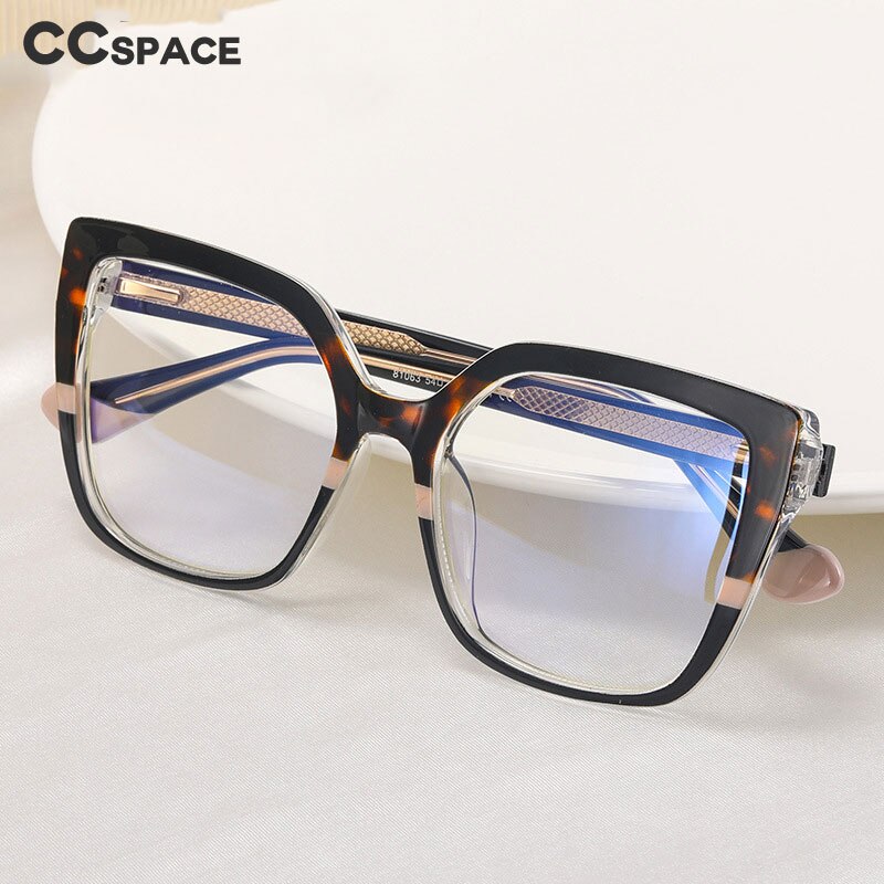 CCSpace Women's Full Rim Square Cat Eye Tr 90 Titanium Eyeglasses 56238 Full Rim CCspace   