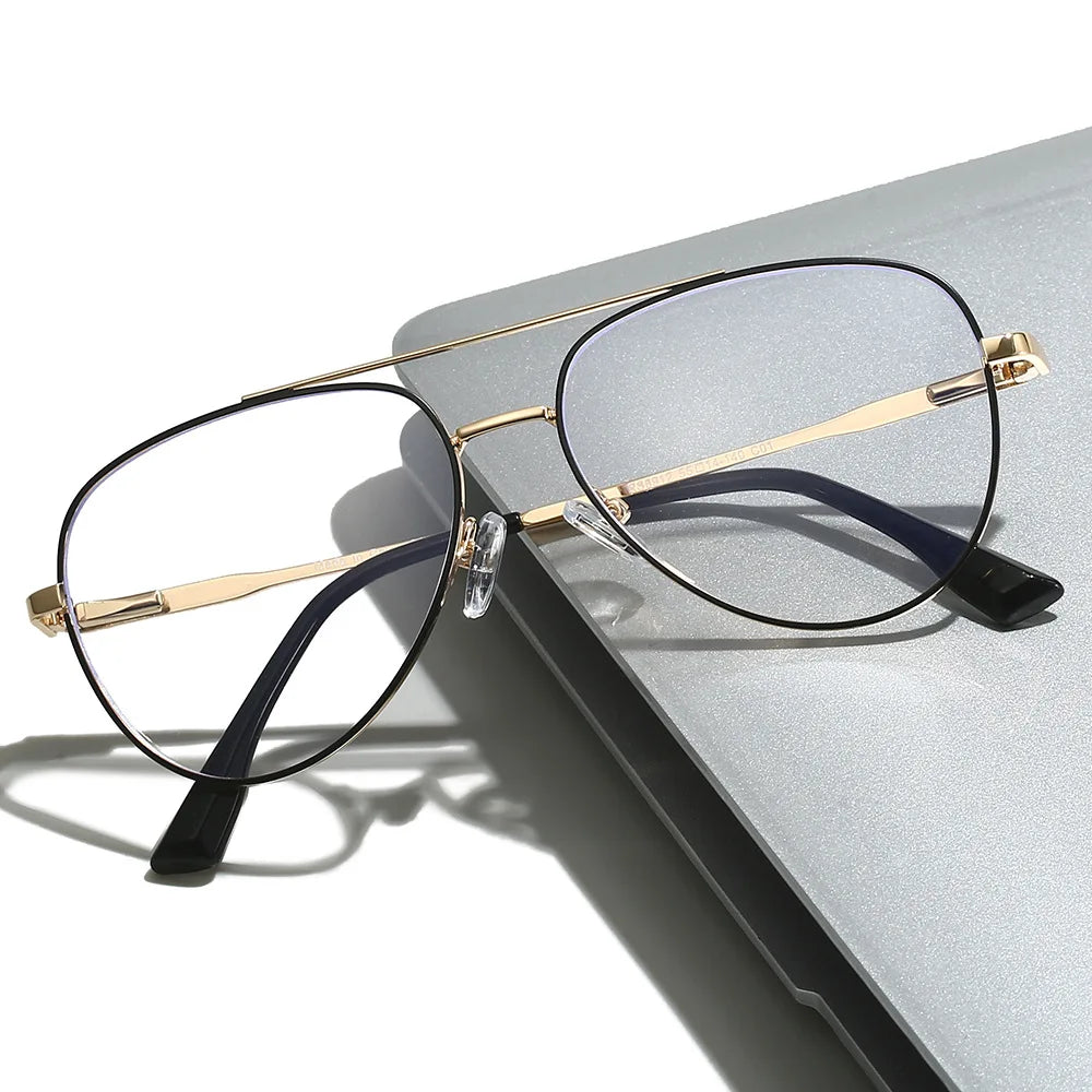 Vicky Women's Full Rim Oval Double Bridge Alloy Reading Glasses 76912
