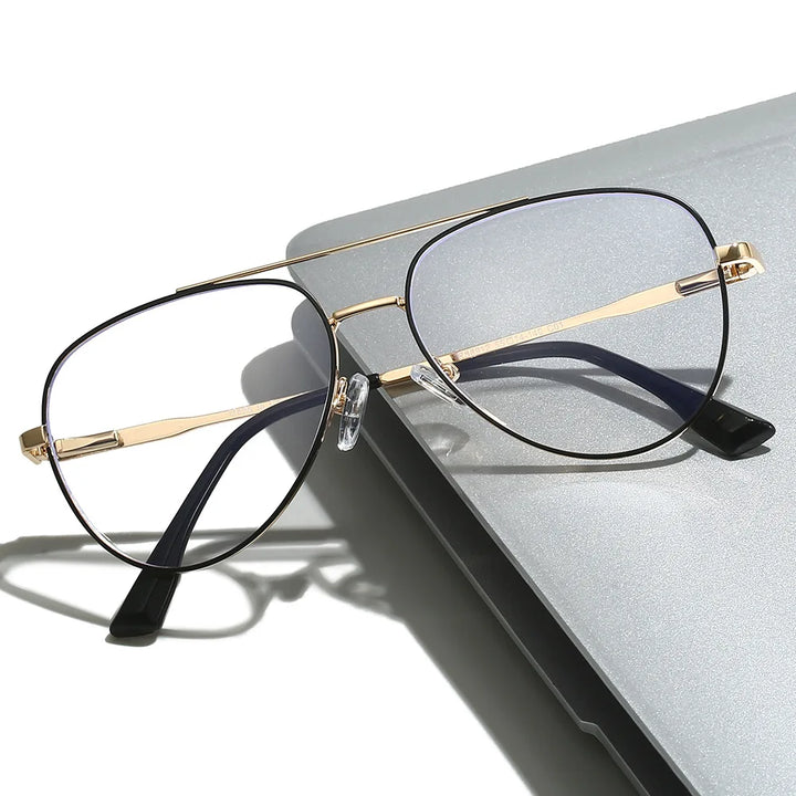 Vicky Women's Full Rim Oval Double Bridge Alloy Reading Glasses 76912