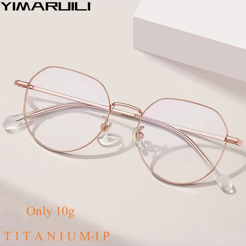 Yimaruili Unisex Full Rim Flat Top Oval Titanium Alloy Eyeglasses 3244 Full Rim Yimaruili Eyeglasses   