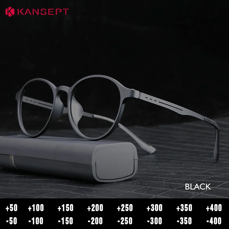 Kansept Women's Full Rim Round Tr 90 Titanium Reading Glasses 472013