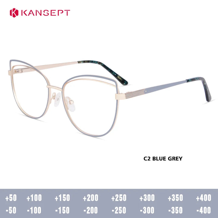 Kansept Women's Full Rim Oval Cat Eye Tr 90 Alloy Reading Glasses 51809