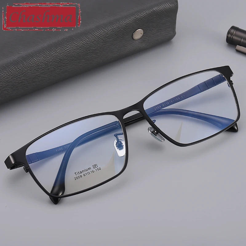Chashma Ottica Men's Full Rim Big Square Titanium Eyeglasses 20597