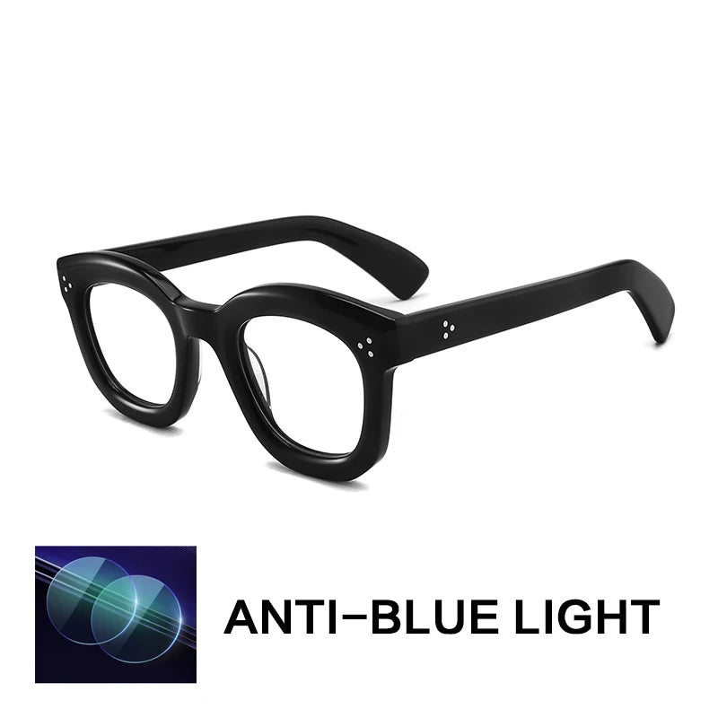 Gatenac Unisex Full Rim Flat Top Oval Acetate Reading Glasses G62207