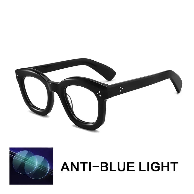 Gatenac Unisex Full Rim Flat Top Oval Acetate Reading Glasses G62207.