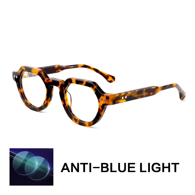 Gatenac Unisex Full Rim Flat Top Oval Acetate Reading Glasses G66311