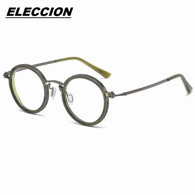 Eleccion Women's Full Rim Round Titanium Acetate Eyeglasses 5860