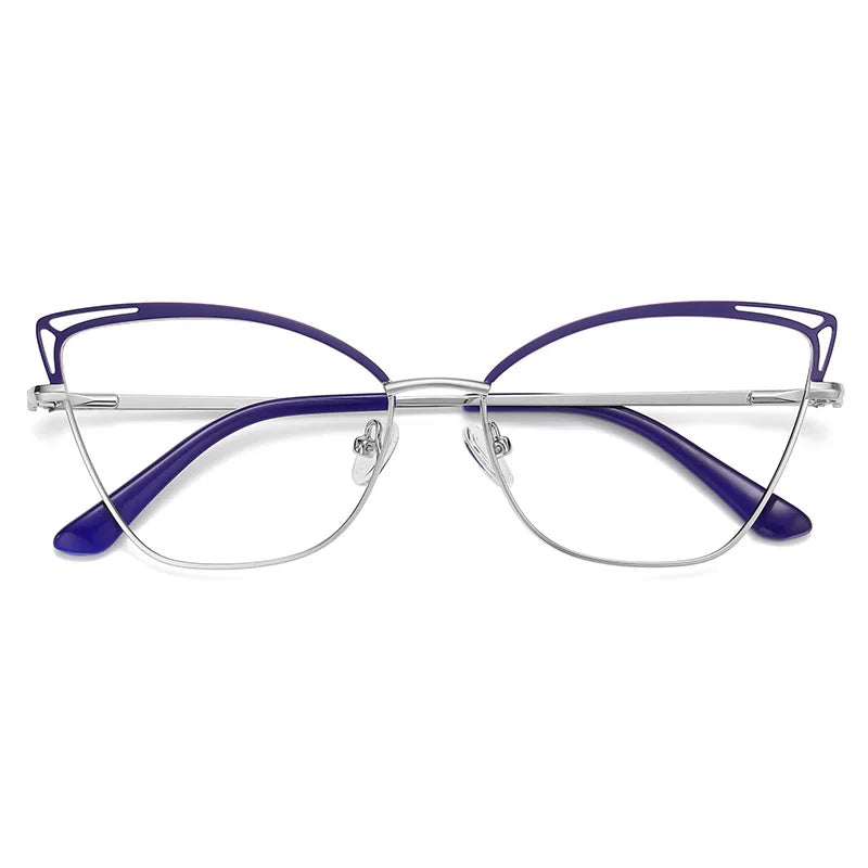 Zirosat Women's Full Rim Square Cat Eye Alloy Eyeglasses 30381