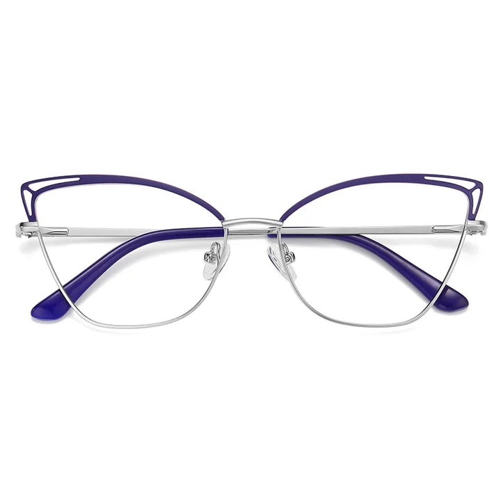 Zirosat Women's Full Rim Square Cat Eye Alloy Eyeglasses 30381