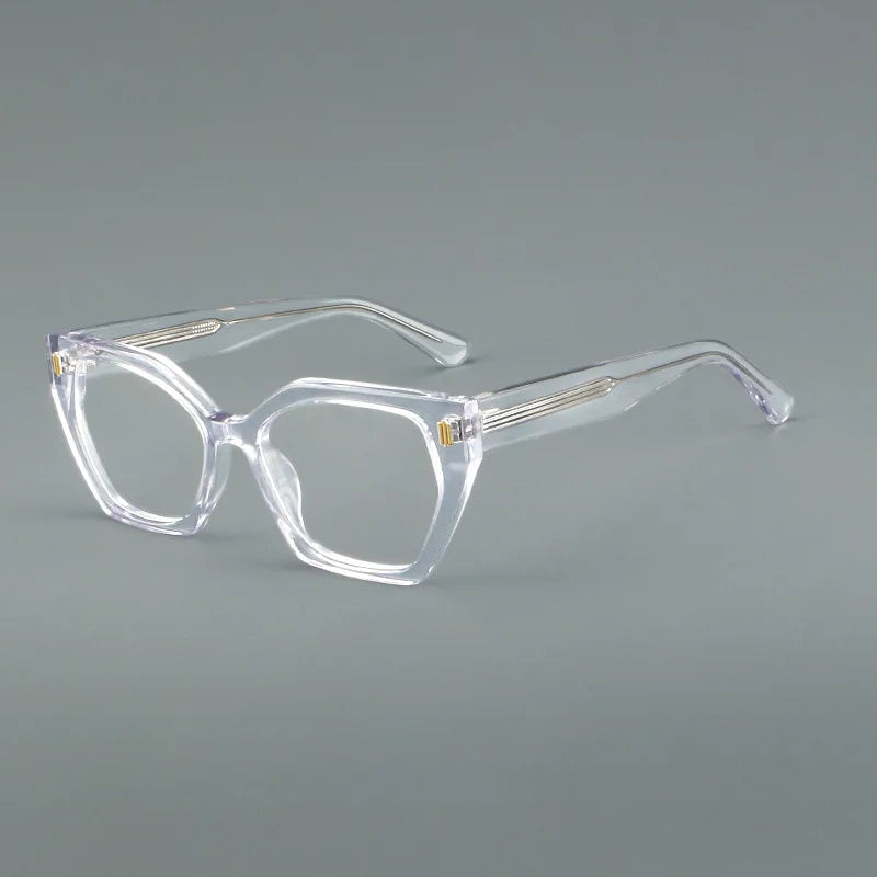 Hewei Women's Full Rim Polygon Square Acetate Temple Eyeglasses 88030