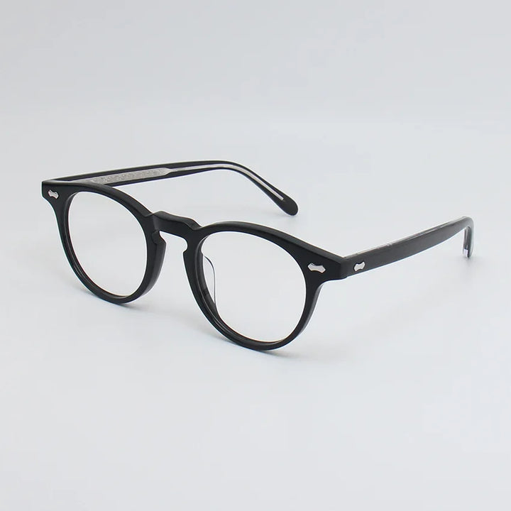 Black Mask Unisex Full Rim Round Acetate Eyeglasses R505 Full Rim Black Mask Black  