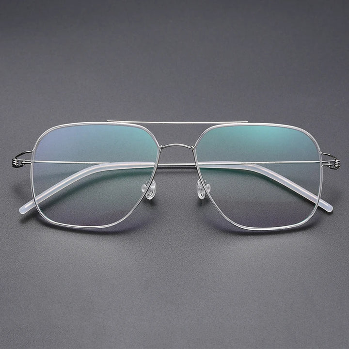 Bobble Unisex Full Rim Square Double Bridge Titanium Eyeglasses 821097