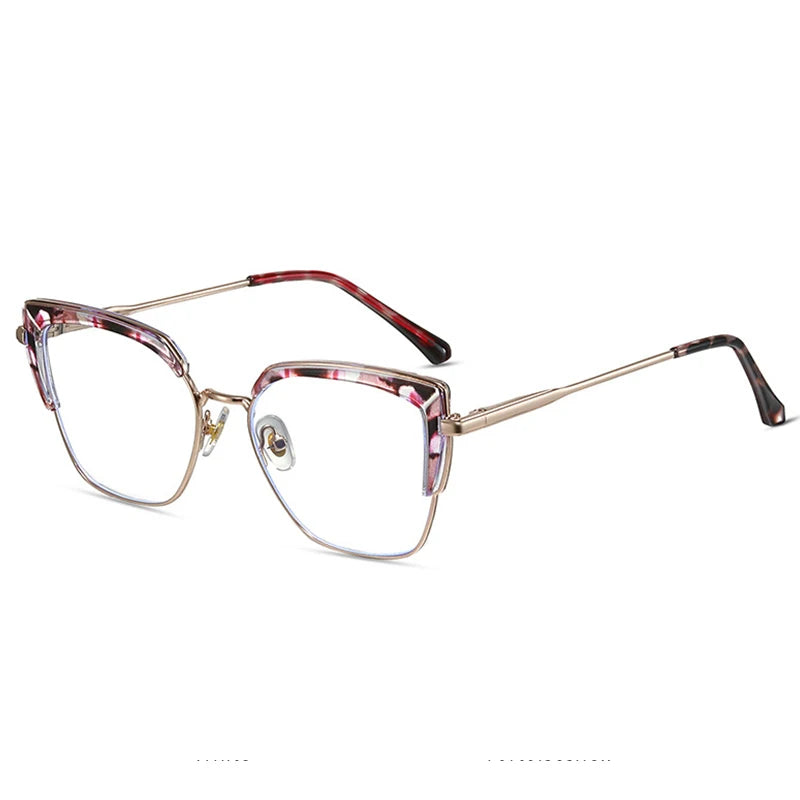 KatKani Women's Full Rim Square Cat Eye Tr 90 Alloy Eyeglasses 87318 Full Rim KatKani Eyeglasses