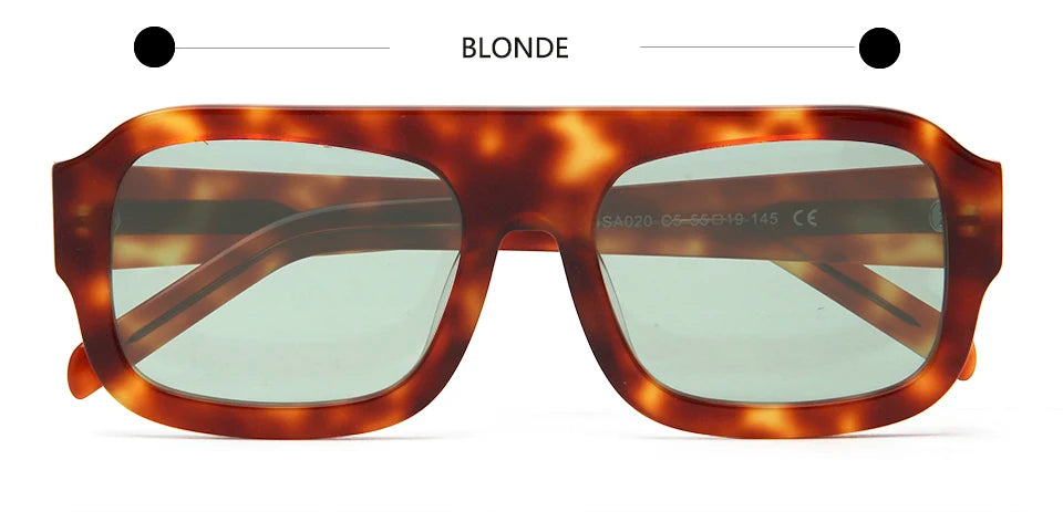 Esnbie Unisex Full Rim Square Acetate Sunglasses 240201