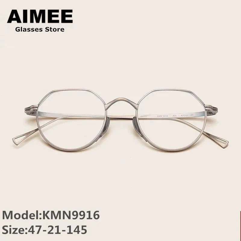 Aimee Unisex Full Rim Flat Top Polygon Titanium Eyeglasses 9916 Full Rim Aimee   