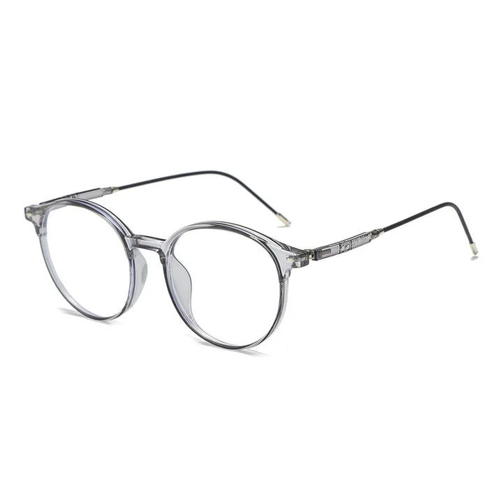 Yimaruili Unisex Full Rim Round Tr 90 Eyeglasses Y8123 Full Rim Yimaruili Eyeglasses Transparent Gray  