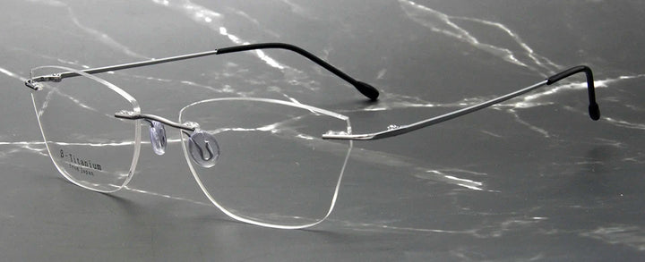 Esnbie Women's Rimless Square Cat Eye Titanium Eyeglasses 243211