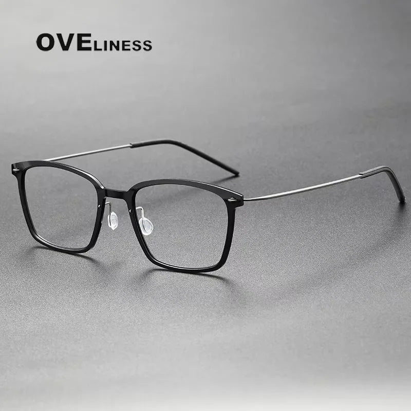 Oveliness Unisex Full Rim Square Titanium Acetate Eyeglasses 6536 Full Rim Oveliness black gun