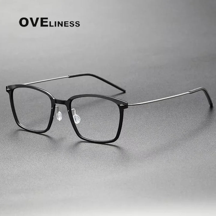 Oveliness Unisex Full Rim Square Titanium Acetate Eyeglasses 6536 Full Rim Oveliness black gun