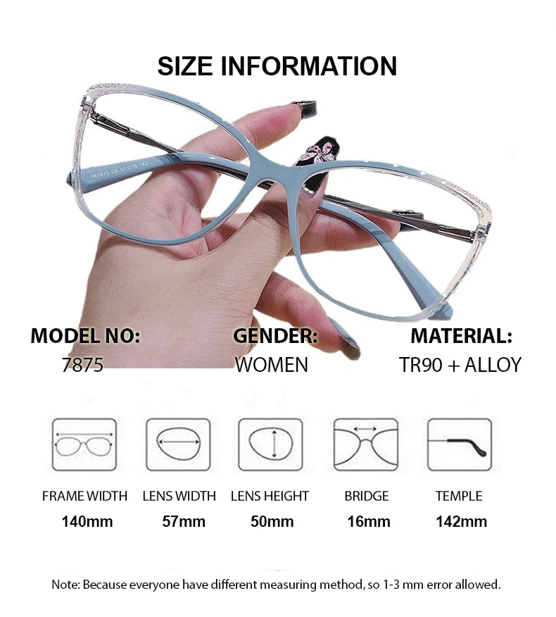 Summer Flower Women's Full Rim Square Cat Eye Tr 90 Titanium Eyeglasses 87875 Full Rim Summer Flower