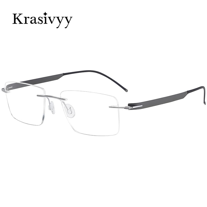 Krasivyy Unisex Rimless Square Screwless Titanium Eyeglasses 55017