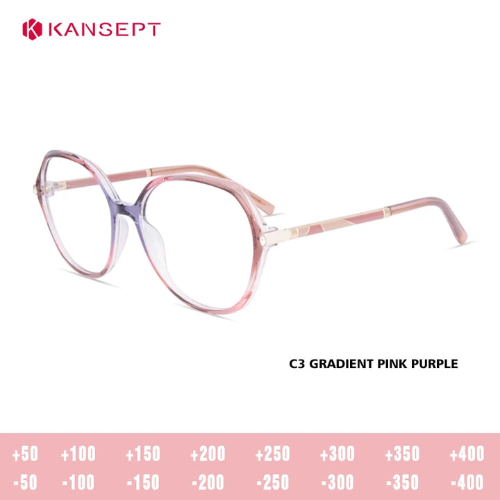 Kansept Women's Full Rim Oval Square Tr 90 Alloy Reading Glasses 712076