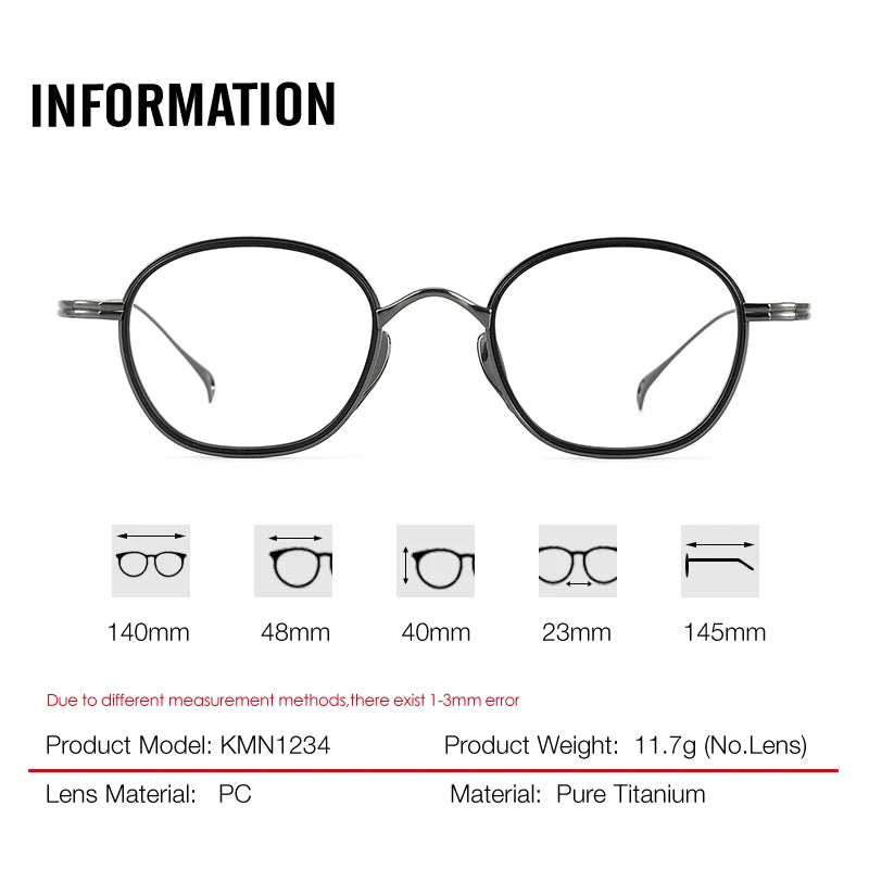 Aror Unisex Full Rim Square Oval Titanium Eyeglasses 12347