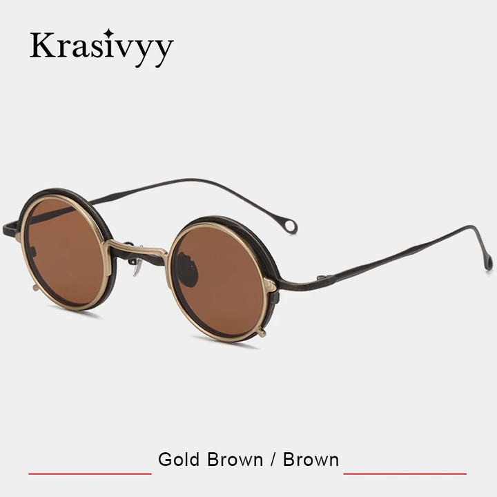 Krasivyy Unisex Round Titanium Prescription Eyeglasses with Clip-On ARLT5975 - view 10