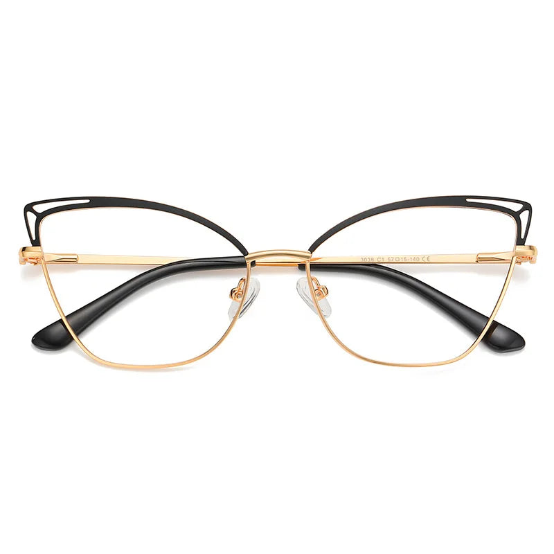 Zirosat Women's Full Rim Square Cat Eye Alloy Eyeglasses 30381