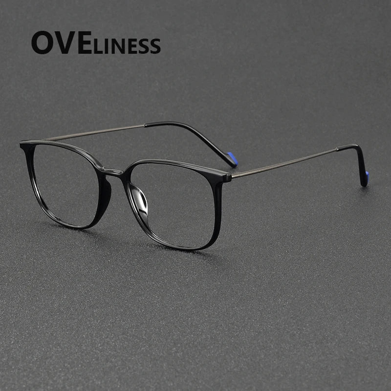 Oveliness Unisex Full Rim Square Titanium Eyeglasses 92345 Full Rim Oveliness black gun