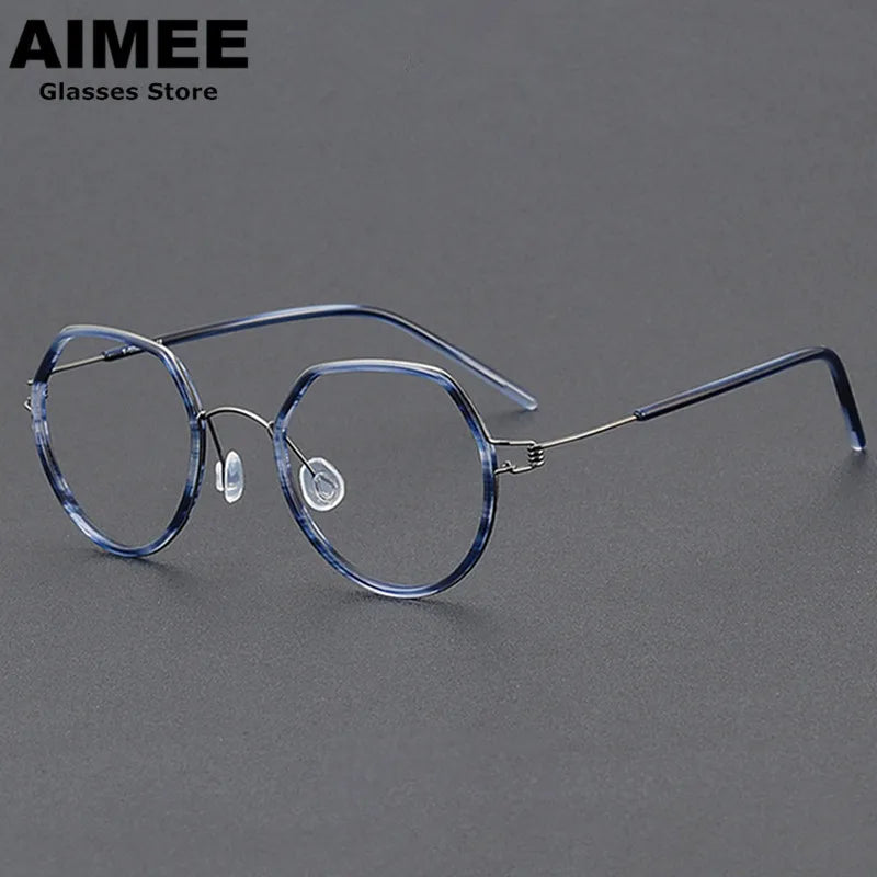 Aimee Full Rim Flat Top Oval Titanium Acetate Eyeglasses 422048