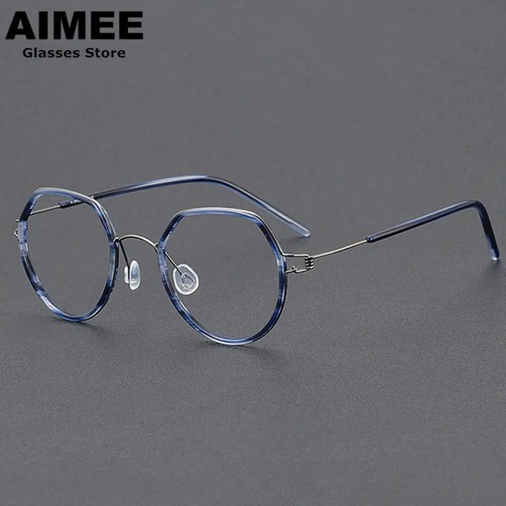 Aimee Full Rim Flat Top Oval Titanium Acetate Eyeglasses 422048