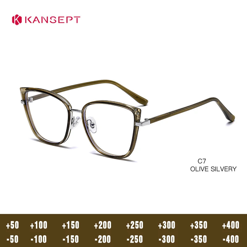 Kansept Women's Full Rim Cat Eye Tr 90 Alloy Reading Glasses 59501 Reading Glasses Kansept